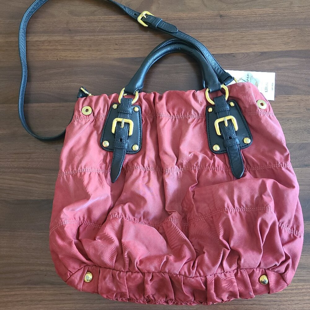 Prada red and black nylon shoulder bag